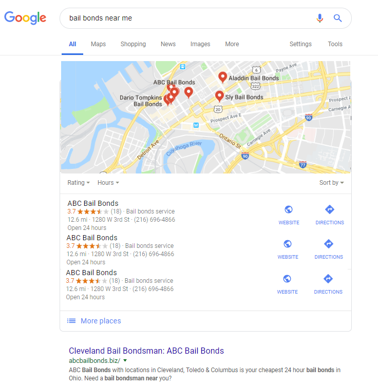 New Google Results for "Bail Bonds Near Me"